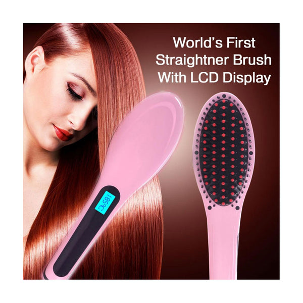 Ladies hair straightener Brush with LCD display