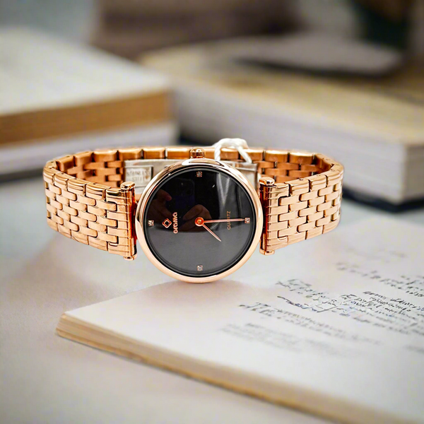 Orama QR8700 Women’s Elegant Watch – Black Dial | Stainless Steel | Butterfly Clasp | Original Design