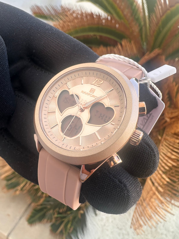 Elegant, stylish & super durable rubberized dual time Ladies watch