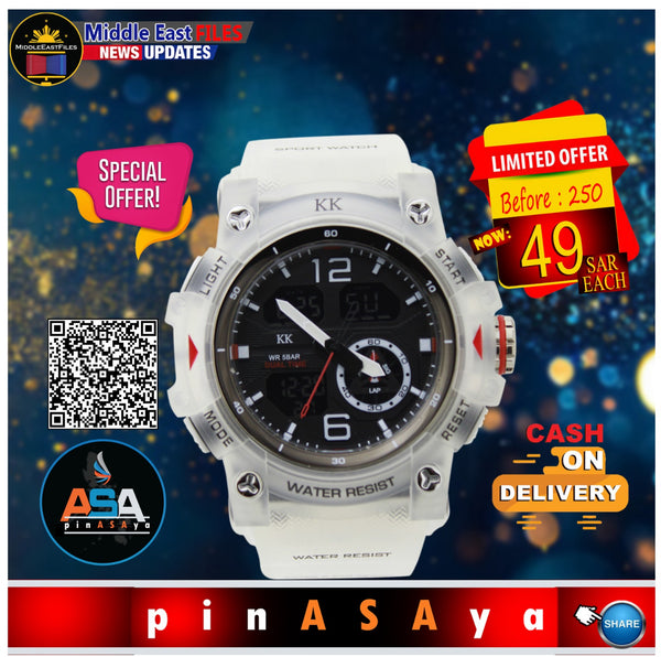 Transparent dual time unisex watch