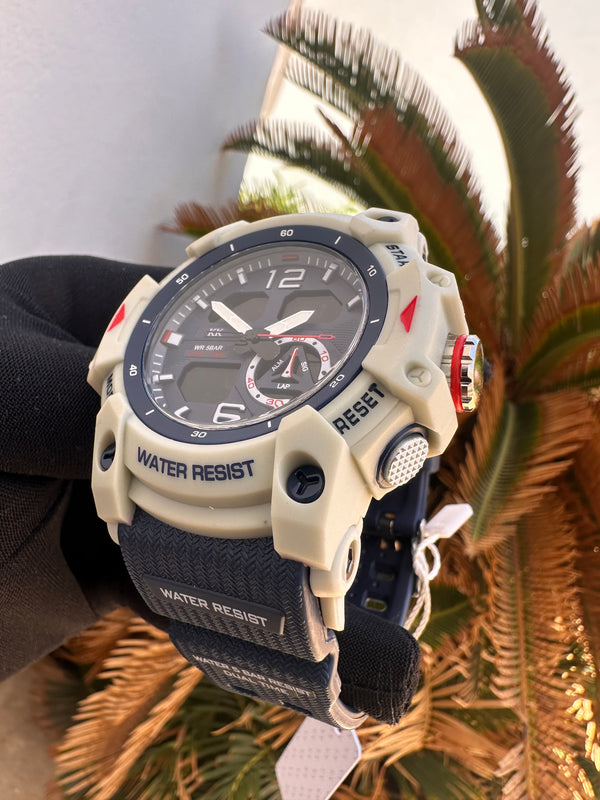 Rugged dual time sports watch
