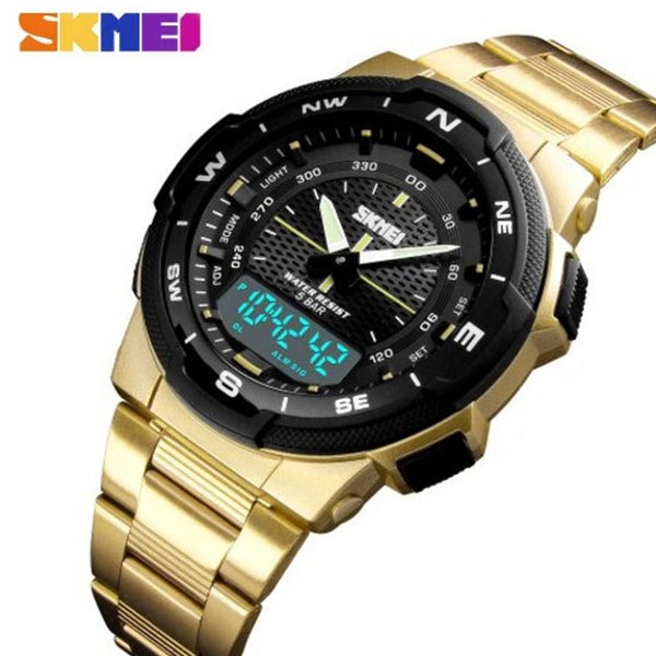 Original SKMEI Steel Watches Casual Business LED Watch Digital Quartz Wristwatch