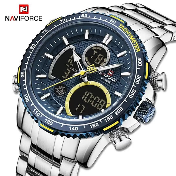 Stainless steel high quality watch, waterproof. Original Naviforce NF9182