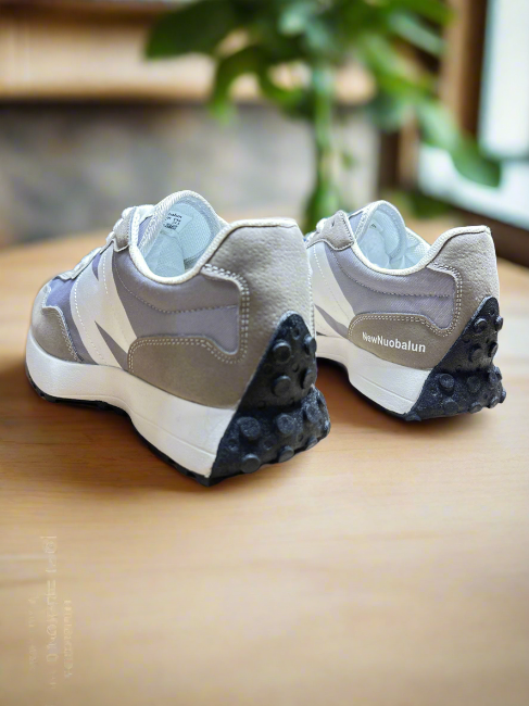 ✨ New Nuobalun Unisex Shoes MS00001-961-5 – Grey 🩶 | Leather & Cloth 🧵 | Spiked Sole 👟