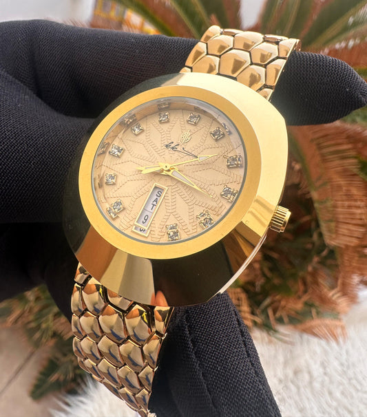 Luxury Gold Stainless Steel Watch – Water Resistant, Timeless Elegance